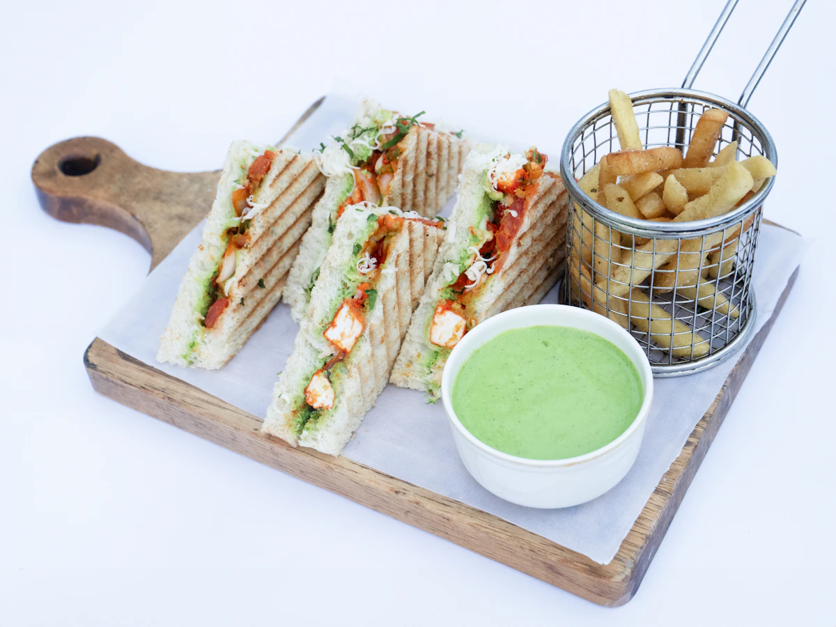 Cafe sandwiches served on a board